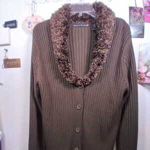 Allison Brittney Chevron Open Front Cardigan sz XL